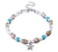 BelleVive Puka Coquillage Bracelet de Cheville pour Femme, Été Naturel Kauri Bracelet de Cheville Ajustable, Bijoux de Coquillage de Plage Hawaïen Boho Fait à la Main pour Femmes Cadeaux d'été