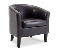 BELLEZE Fauteuil club moderne en simili cuir style tonneau Marron