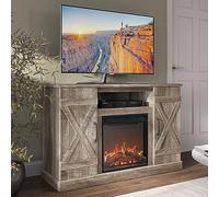 BELLEZE Grand support TV pour cheminée électrique de 119 cm (47") et console centrale de divertissement multimédia pour téléviseurs jusqu'à 127 cm (50 pouces) avec étagères et placards