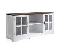 BELLEZE Meuble TV traditionnel moderne de 132 cm et table console de divertissement multimédia pour téléviseurs jusqu'à 140 cm ou buffet buffet avec armoires de rangement en bois et verre - Cori