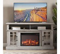 Belleze Support de cheminée TV avec console télécommandée pour téléviseurs jusqu'à 65", gris délavé