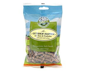 Bellfor Gutshof-Happen Snack Doux pour Chiens - Friandise sans céréales au Canard et à la Dinde, Snack Naturel pour Dressage et récompense. Convient aux Chiots comme aux Chiens Adultes - 200 g