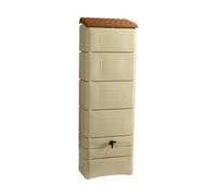 Récupérateur à eau mural 300 L, beige avec couvercle, robinet, fixation murale et kit raccord chéneau - Bellijardin
