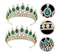 BELLIFFY 1 Pc Couronne De Princesse Diamant D'eau Anneaux De Pouce Pour Les Femmes Accessoire De Cheveux Doux Couronne De Fleurs Accessoires Fille Casque Rose Green Broches En Laiton