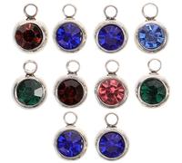 BELLIFFY 10 pièces Lot de Breloques Zircon avec Strass Pendentifs Ronds Acier Inoxydable pour Création Boucles Oreilles DIY Bijoux Personnalisés et Accessoires Mode