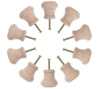 BELLIFFY 10PCS Wooden Cabinet Knobs Round Wood Drawer Pulls Beige Ergonomic Grip Easy Installation Single Hole for Dressers Drawers Bookshelves TV Stands Rustic Style