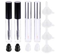 BELLIFFY 12 pièces Set Tubes Vides pour Mascara et Eyeliner avec Baguettes Cils Embouts Caoutchouc Anti-fuite Entonnoirs Plastiques pour Transfert Huiles Essentielles Kit Couleur Aléatoire