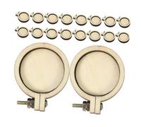 BELLIFFY 18 Pcs Lot de 18 Mini Cercles à Broder en Bois Rond 3 CM X 2,5 CM - Pendentifs Miniatures pour Couture et Loisirs Créatifs - Cadres de Couture Circulaires Légers pour Décoration et