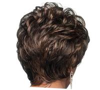 BELLIFFY 1pièce Perruque Courte Femme Avec Frange Style Dégradé Accessoire Élégant Pour Fête Et Cosplay Noir