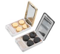 BELLIFFY 2 Ensembles Boîte pour Lentilles de Contact Portable Étanche Lot de Étuis Compacts Plastique Noir et Doré Rangement Pratique pour Lentilles Voyage et Activités Extérieures