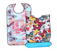 BELLIFFY 2 pièces Bavoir Adulte Réutilisable Résistant pour Personnes Âgées Protection Repas Flexible et Facile à Enfiler pour Seniors et Patients Rééducation