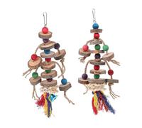 BELLIFFY 2 Pièces Brochettes Jouet à Mordre pour Perroquet Oiseaux Noeuds Gris D'afrique Jouet Broyeur De Nourriture Mordeur De Perroquet Hamac Cage à Perruches Perroquet Quaker Bois