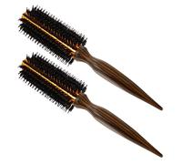 BELLIFFY 2 Pièces Brosse à Poils de Sanglier pour Boucles et Brillance Manche Bois Brosse Chauffante Compacte pour Sèche-cheveux Styling Polyvalent pour Cheveux Courts et Bouclés