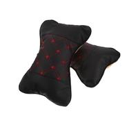 BELLIFFY 2 pièces Coussin Appuie-tête Voiture Ergonomique PU avec Fil Rouge Oreillers Cervicaux pour Siège Auto Confort et Soutien du Cou pour Voyages Longs