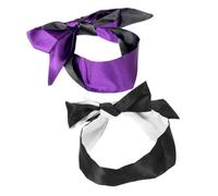 BELLIFFY 2 pièces de Sommeil Satin Léger et Bandeau Cache-yeux Pratique avec Élastique Confortable pour Voyage Sieste et Méditation Lot de Noir Noir Blanc