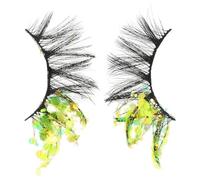 BELLIFFY 2 Pièces Faux Cils Lumineux Colorés Extensions Naturelles Fibres Légères Effet Courbé et Scintillant pour Maquillage de Fête et Cosplay