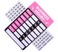 BELLIFFY 2 Pièces Panneau D'affichage des Heures D'ouverture, Étiquettes D'ouverture en PVC Rose, Imperméables, Adhésives, pour Banque et Bureau, à Coller sur Surface Lisse et Propre