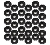 BELLIFFY 200 Pièces Écrous de Poignée à Bouton Boutons de Serrage en Étoile M4x0,7 Mm à Trou Traversant, Plastique et Métal, Noirs, pour Équipement et Machines, Atelier