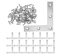 BELLIFFY 24 Pièces 24 Pcs Équerres D’Angle en Acier Inoxydable 80X80 MM avec 120 Vis, Supports Métalliques de L pour Meubles, Fixation Robuste pour Étagères, Armoires, Tables et Tiroirs,