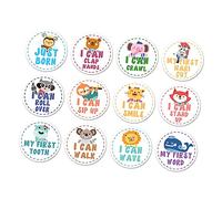 BELLIFFY 24pièces Autocollants Pour Garçon Fille Set De Stickers Mois Et Compétences Décoration Adorable Animaux Mois Compétences Souvenirs Mensuels à