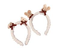 BELLIFFY 2pièces Bandeau Animal Peluche Accessoire De Fête Tête Avec Lapin Et Ours Peluche Pour Carnaval Et Déguisements