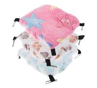 BELLIFFY 3 pièces Hamac pour Hamsters et Petits Animaux Nid Douillet Peluche Douce Poche Suspendue Chaude pour Planeurs Écureuils et Souris avec Cœurs Vert Rose et Beige