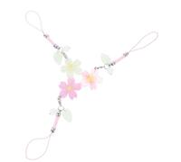 BELLIFFY 3 pièces Lanières Téléphone Portable Fleur de Cerisier Charmant Chaînes Décoratives pour Casques et Clés Accessoires Colorés Rose et Vert