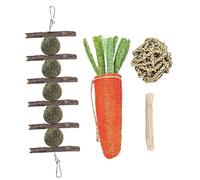 BELLIFFY 4 Pièces Jouet à mâcher Lapin Jouet pour Animaux kit de Jouets pour Hamsters Jouets de Lapin Rabbit Toys Jouets à mâcher pour Petits Animaux Jouets de Dentition perroquets en Bois