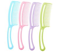 BELLIFFY 4 pièces Peigne Démêlant à Dents Larges Ondulées avec Poignée Outil Coiffage Léger et Portable pour Hommes et Femmes Démêlage Rapide sans