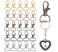 BELLIFFY 40 Pièces Lot de Fermoirs Mousquetons Métal Pivotants Alliage de Zinc Clips D-ring Robustes Multicolores pour Porte-clés Badges et Accessoires DIY