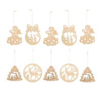 BELLIFFY 40 Pièces Pendentif en Tranche de Bois Décoration à Suspendre pour Sapin de Noël Bois Beige Facile à Suspendre pour Salon et Chambre