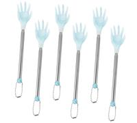 BELLIFFY 6 pièces Grattoir Dos Extensible Acier Inoxydable Manche Télescopique Portable pour Soulager les Démangeaisons Gratte-dos Ergonomique et Multifonction Bleu