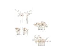 BELLIFFY 6pièces Peignes De Mariage Et Cristaux Accessoires Floraux Pour Cheveux Pour Nouveaux Mariés