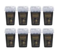 BELLIFFY 8 Pièces Conteneur à Usagées Noir 8 Pièces en Polypropylène PP 15 X 10 CM avec Couvercle Sécurisé, Poubelle de Sécurité pour Objets Tranchants, Élimination Sûre pour Tatouage et