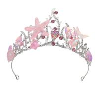 BELLIFFY Bandeau Sirène Coquillages Décoratifs Rose Motifs Poissons et Perles, Accessoire Carnaval Femme Fille pour Fête Anniversaire, Couronne Costume Thème Mer Élégante et Légère