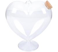 BELLIFFY Bocal à Bonbons en Verre cœur avec Bouchon en liège, récipient de Rangement en Verre Transparent, boîte de Fruits secs, pour collations et Bonbons, Pantry et Home, 7.48 x 6.30 x
