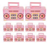 BELLIFFY Boîtes à Bonbons en Carton Forme Cassette Audio Rétro 80's, Lot de 12 Pièces Rose, Décorations Fête Musicale Vintage, Boîtes à Friandises pour Soirée à Thème, Présents et