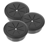 BELLIFFY Cache-Trou de Câble de Bureau Rond Noir en Plastique PP 3 Pcs | Gestion des Fils pour Bureau D’ordinateur et Poste de Travail, Bouchons Simples pour Ouverture Circulaire