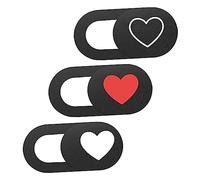 BELLIFFY Cache Webcam Motif Cœur pour Ordinateur Portable et Tablette Portable en Abs 3pcs Protection Vie Privée, Ouverture Facile par Glissement du Doigt