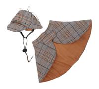 BELLIFFY Cape et Chapeau Détective pour Chat et Petit Chien Costume Rôle Cape Polyester Douce Ensemble Déguisement Facile à Porter Accessoire Cosplay Animal de Compagnie