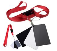 BELLIFFY Carte D'exposition Photographique Noire et Blanche Petit Format avec Tour de Cou Ajustable pour Balance des Blancs, Usage Reflex et Vidéo, Gris Neutre Solide et Non Réfléchissant