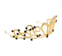 BELLIFFY Couronne de Serpent Dorée en Alliage Strass Noirs Diadème pour Mariée et Anniversaire Accessoire Coiffure Femme pour Mariage Soirée Costumée et Halloween