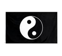 BELLIFFY Décoration Noir Pratiques Anneaux en Suspendre Religieuse à Drapeau de Polyester Résistant la Décoloration Tai Ji pour Activités et Temples