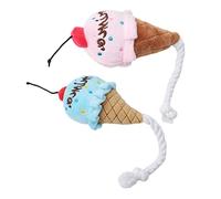 BELLIFFY Jouet Peluche Glace pour Chien 2pcs Jouet Couineur en Peluche Douce Et Solide Coloris Bleu Et Rose pour Mâcher Et Jouer Fournitures pour Animaux De Compagnie
