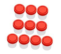 BELLIFFY Lot de 10 Gobelets Plastiques Gradués 60ml Bouchons à Vis Étanches, Contenants pour Prélèvements Biologiques Médicaux, Adaptés aux Analyses D'urine, Selles et Liquides