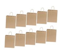 BELLIFFY Lot de 10 Paquet en Papier Kraft Brun avec Poignées Format Petit Vertical 15X8X21 CM Paquet D’Emballage Épais pour Présents Fête et Vente à Emporter Pratiques et Résistants