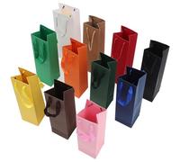 BELLIFFY Lot de 11 Paquet à Vin en Papier Kraft avec Poignées Dimensions 35 X 95 X 9 CM Multi-Couleurs Paquet de Transport pour Bouteilles de Vin pour Noël Mariages et Fêtes