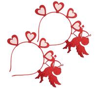 BELLIFFY Lot de 2 Bandeaux Saint-Valentin de Cœur Rouges Accessoires pour Cheveux en Similicuir et Feutre Couvre-Chefs Festifs pour Fête Photomaton et Cortège Nuptial Accessoires
