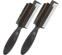 BELLIFFY Lot de 2 Brosses à Double Face pour Nettoyage des Cheveux et Barbe, Poils Nylon, Plastique Abs, Petite Taille Noire, Brosse Lissante et Crêpeuse Multifonction pour Coiffure