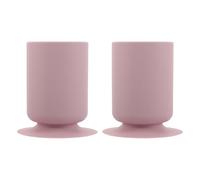 BELLIFFY Lot de 2 Godets à Pinceaux de Maquillage à Ventouse en Silicone Souple, Rangement Compact Rose Pastel pour Bureau et Salle de Bain, Support Antidérapant Multifonction Facile